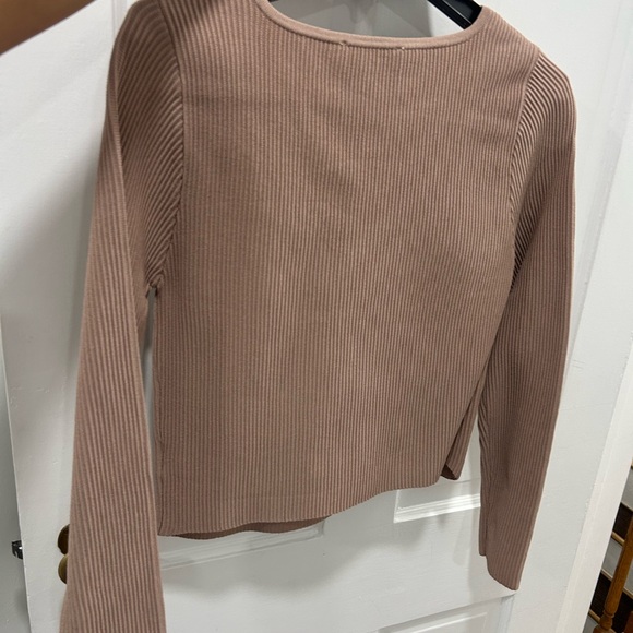 And Now This Ribbed Knit Square Neck Long Sleeve Top Beige Women’s M
 Sweater - Picture 4 of 4